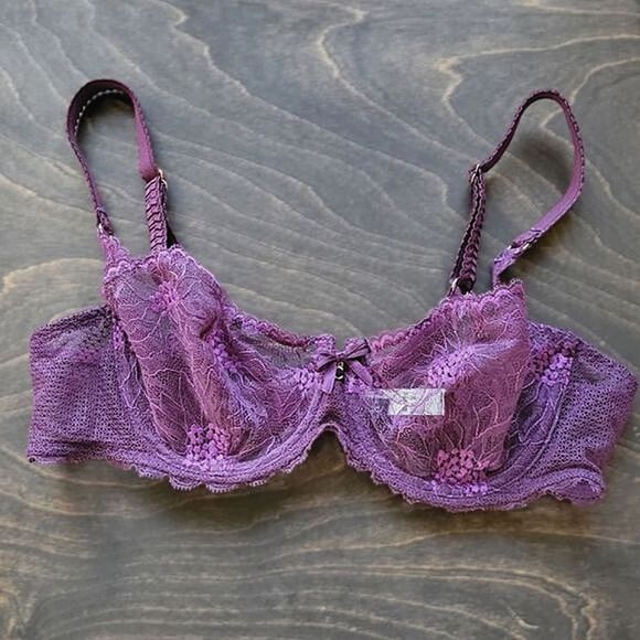 Chantelle Opéra fig/blackberry Stretch Lace Demi Bra 38B - Picture 9 of 16